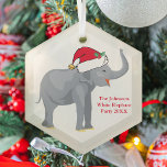 Adorno De Cristal Partido Elefante Blanco favorece a los Navidades p<br><div class="desc">Los animales vacacionales son mi parte favorita de los Navidades. Un bello elefante con un sombrero rojo de Papá Noel y que se ve feliz. Esto me llena del espíritu Navidad.</div>