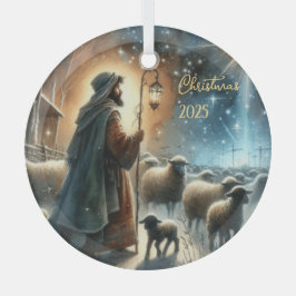 Adorno De Cristal Pastor de la Natividad Personalizado