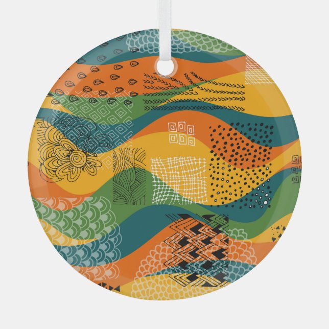 Adorno De Cristal Patchwork de moda: Undulating Abstract Art (Anverso)