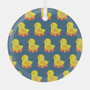 Adorno De Cristal Pato de goma amarillo, lindo, sin costuras.