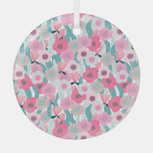 Adorno De Cristal Patrón abstracto floral rosa pastel