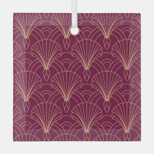Adorno De Cristal patrón Art Deco con motivos de abanico geométrico
