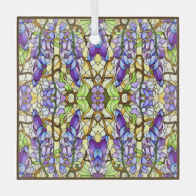 Adorno De Cristal Patrón Art Nouveau Wisteria Faux Stained Glass (Anverso)