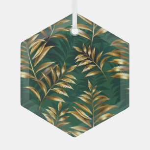 Adorno De Cristal Patrón continuo con helechos dorados