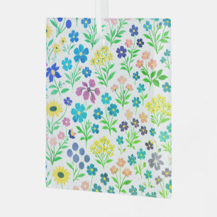 Adorno De Cristal Patrón continuo de flores silvestres minimalista s