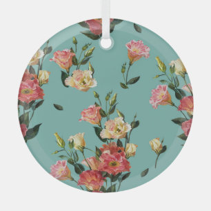 Adorno De Cristal Patrón de color de agua de Lisianthus floral victo