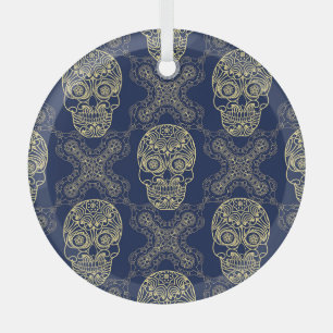 Adorno De Cristal Patrón de cráneo de Boho multicolor.
