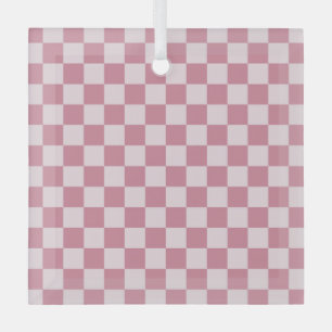 Adorno De Cristal Patrón de damero rosa polvoriento