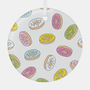 Adorno De Cristal Patrón de donuts Doodle, diseño sin fisuras.