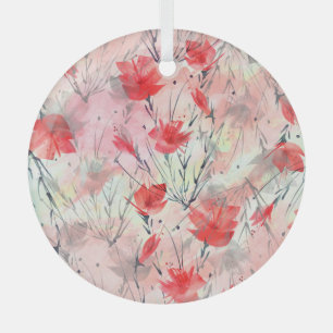 Adorno De Cristal Patrón de flores de hierbas de plantas acuáticas