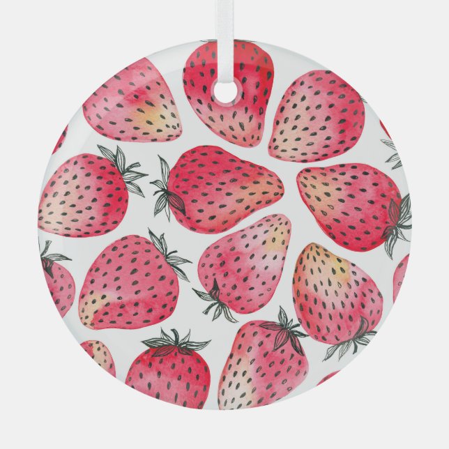 Adorno De Cristal Patrón de fresas acuáticas. (Anverso)