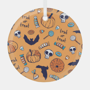 Adorno De Cristal Patrón de la calabaza de calabaza de calavera sin