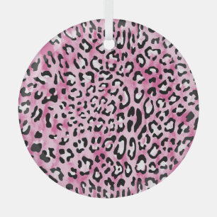 Adorno De Cristal Patrón de Leopardo Blanco Rosa.