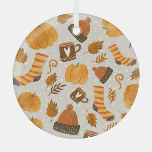 Adorno De Cristal Patrón de mosaico sin foco del tema de otoño
