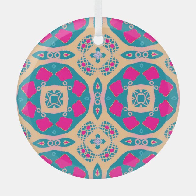 Adorno De Cristal Patrón de mosaico tradicional, peruano (Anverso)