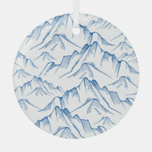 Adorno De Cristal Patrón de paisajes de montaña dibujado a mano.
