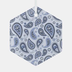 Adorno De Cristal Patrón de Paisley Azul