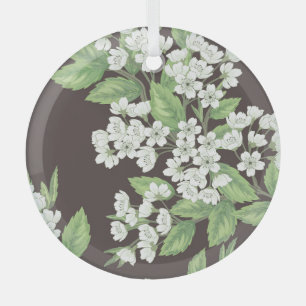 Adorno De Cristal Patrón de primavera, ramas verdes sin fisuras.