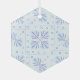 Adorno De Cristal Patrón de repetición floral geométrico azul pastel