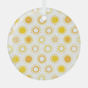 Adorno De Cristal Patrón de Suns de Doodle dibujado a mano