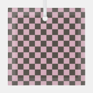 Adorno De Cristal patrón de tablero ajedrezado de flor de cerezo