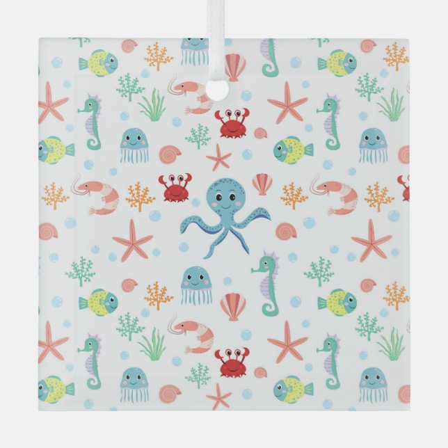 Adorno De Cristal Patrón del mundo marino (Anverso)