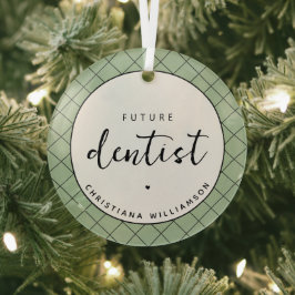 Adorno De Cristal Patrón elegante de cheques de dentista futuro pers