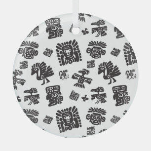 Adorno De Cristal Patrón étnico blanco-negro maya