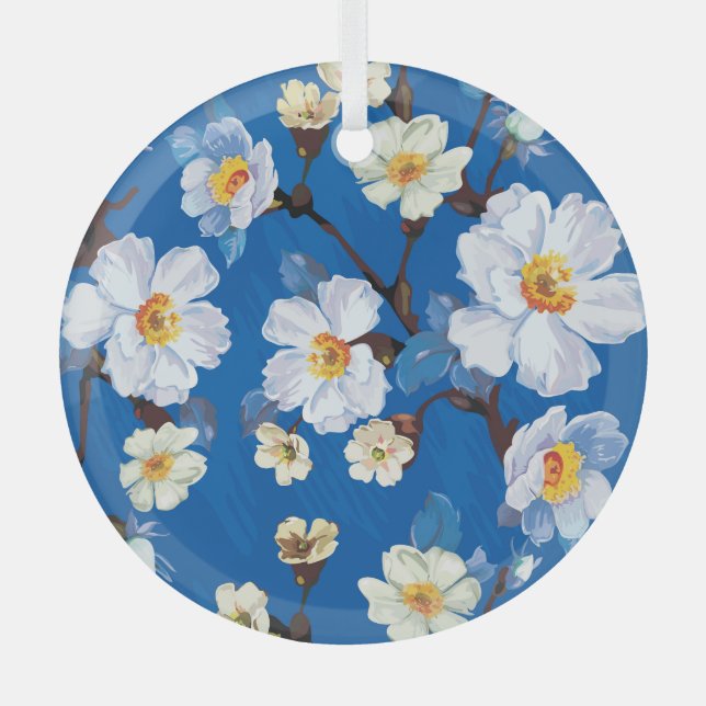 Adorno De Cristal Patrón floral abstracto elegante (Anverso)