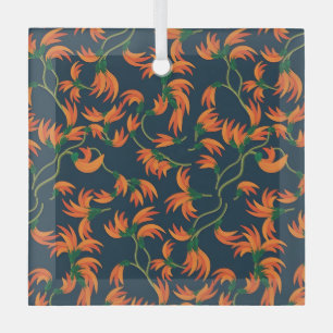Adorno De Cristal Patrón floral naranja fluido