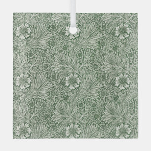 Adorno De Cristal Patrón floral ornamentado de flores blancas y hoja