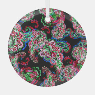 Adorno De Cristal Patrón Floral Paisley, Origen Étnico.