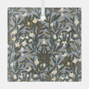 Adorno De Cristal Patrón floral sobre fondo gris azulado polvoriento