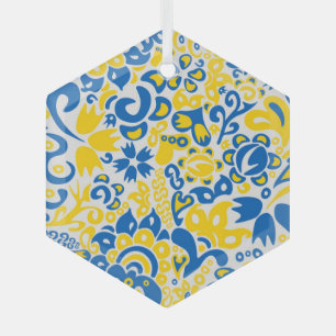 Adorno De Cristal Patrón folclórico con los colores de la bandera uc