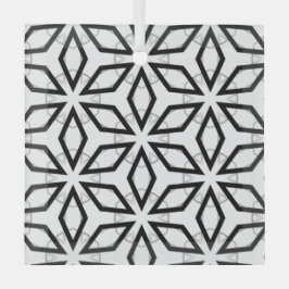 Adorno De Cristal Patrón geométrico blanco negro y plateado