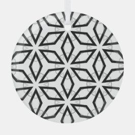 Adorno De Cristal Patrón geométrico blanco negro y plateado