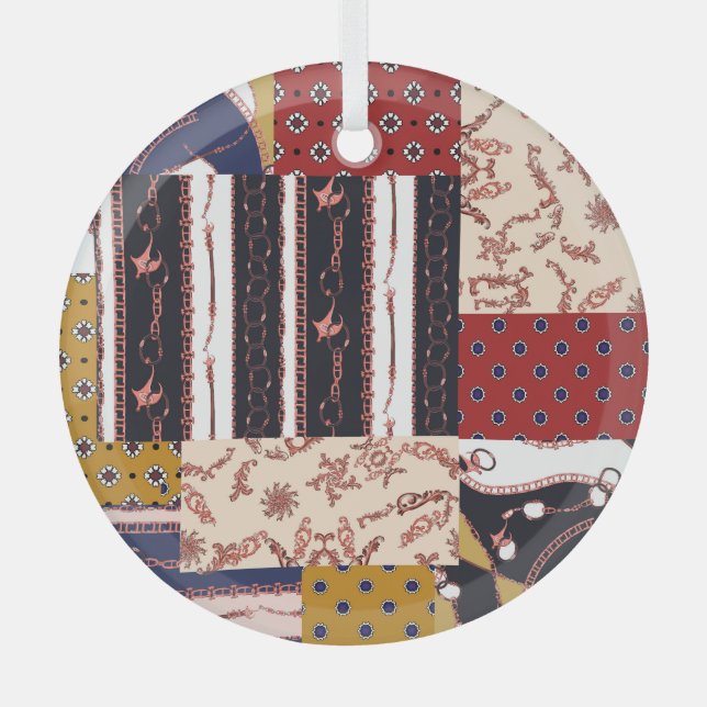 Adorno De Cristal Patrón geométrico de cuerdas barrocas (Anverso)