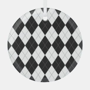 Adorno De Cristal Patrón geométrico negro blanco