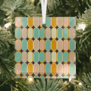 Adorno De Cristal Patrón geométrico retro con óvalos verticales