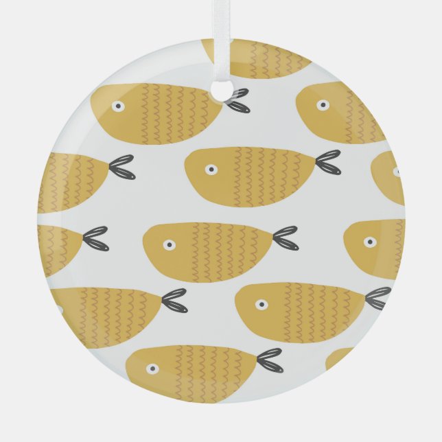 Adorno De Cristal Patrón infantil, peces divertidos. (Anverso)