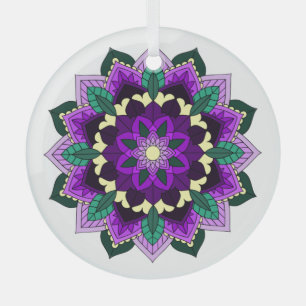 Adorno De Cristal Patrón Mandala 02 en morado