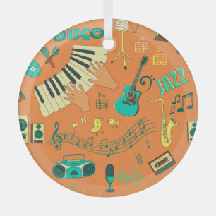 Adorno De Cristal Patrón musical colorido dibujado a mano