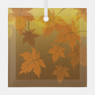 Adorno De Cristal Patrón otoñal con hojas de arce en caída y bokeh