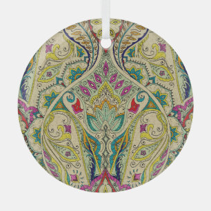 Adorno De Cristal Patrón paisley indio, frontera bohemia.