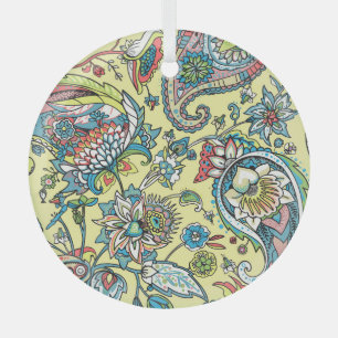 Adorno De Cristal Patrón Paisley Oriental Tradicional Sin Marea