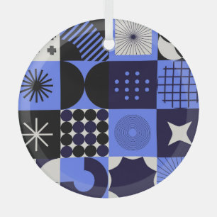 Adorno De Cristal Patrón retrofuturista audaz de Bauhaus geométrico