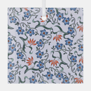 Adorno De Cristal Patrones florales azules vibrantes con enredaderas