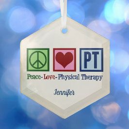 Adorno De Cristal Paz Amor Terapia Física Personalizado PT Navidades
