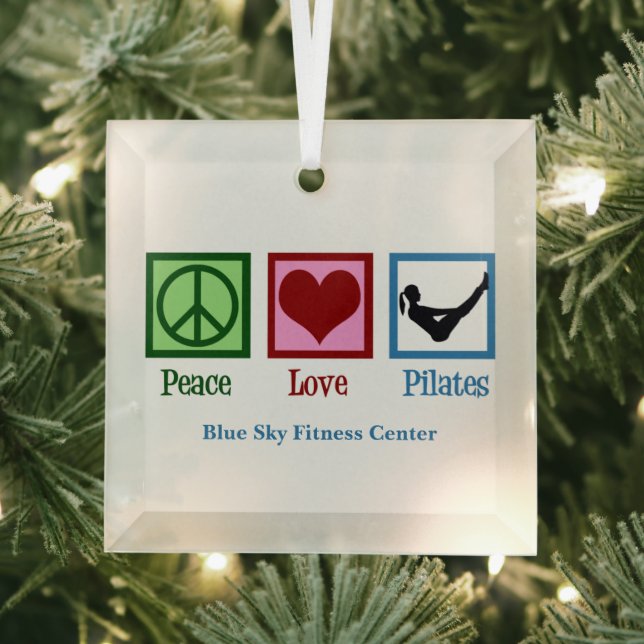 Adorno De Cristal Peace Love Pilates Cute Personalizados Navidades (in situ)
