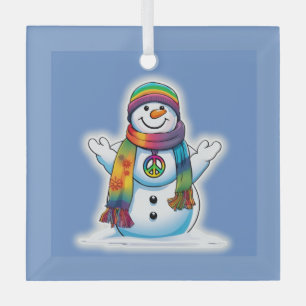 Adorno De Cristal Peace Snowman